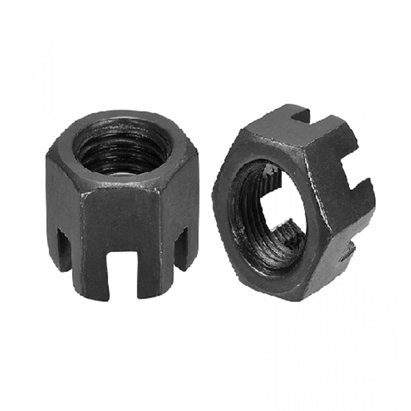 M16×1,5 Kohlenstoffstahl, schwarzes Oxid, geschlitzte Kronenmutter der Güteklasse 4,8 DIN 935